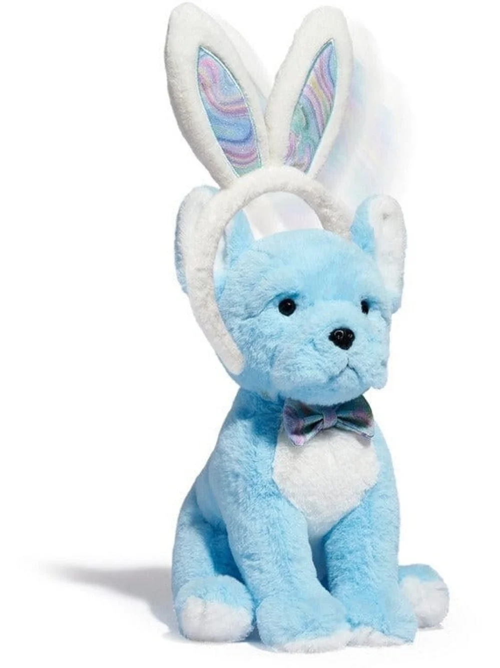 FAO Schwarz Light Blue and White Plush Puppy with Bunny Ears